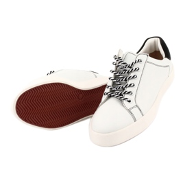 Adidaje din piele albă/albastru bleu Caprice, legate 23203 4