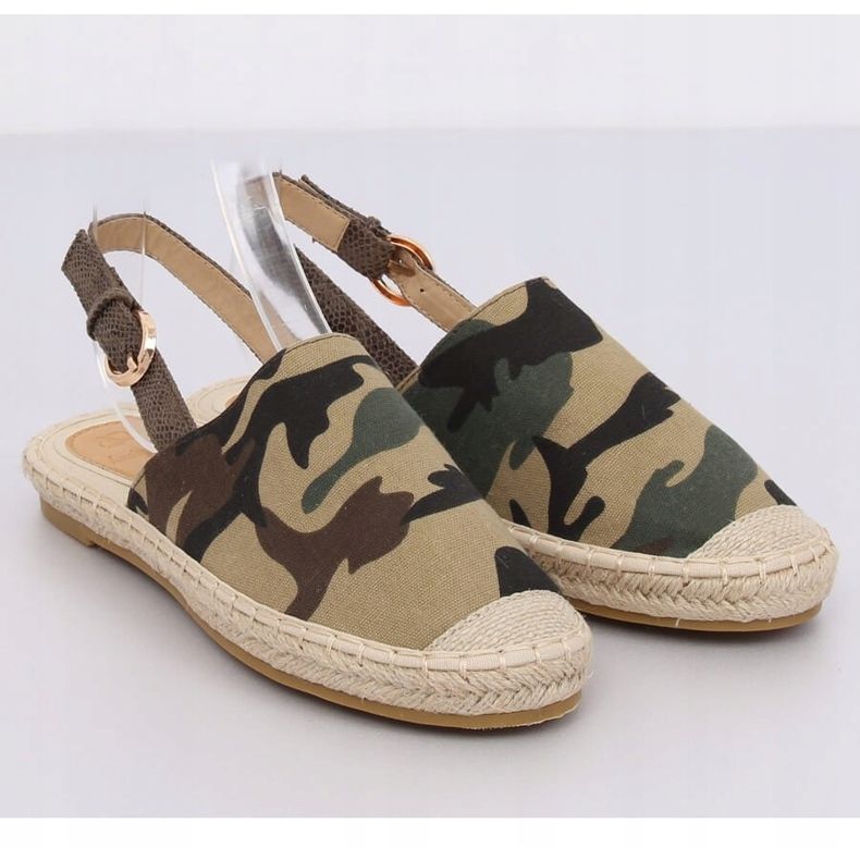 Espadrile cu toc deschis camo HH-119 Camuflaj verde 2