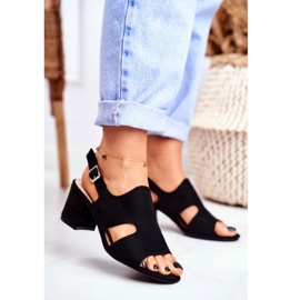 BUGO Sandale de damă pe toc ajurat Valery negru 2