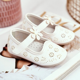 Apawwa Balerini pentru copii pe Velcro Kwiatuszek White Flored alb 1