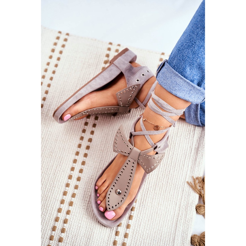 Sandale Lu Boo pentru femei, cu legături gri, japoneză Mara 3