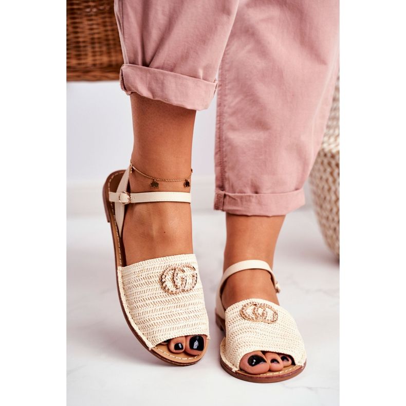Sandale plate dama bej Lu Boo împletite Felicia 2