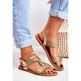 BUGO Sandale plate pentru femei Gold Rachel de aur 2