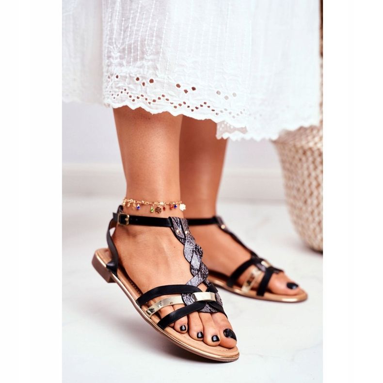 PS1 Sandale de dama Elegant Black Snake Brooke negru 1