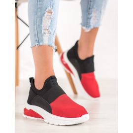 SHELOVET Adidași sportivi negru roșu 2