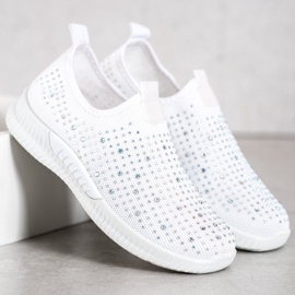 SHELOVET Pantofi albi cu cristale 1