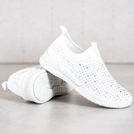 SHELOVET Pantofi albi cu cristale 2