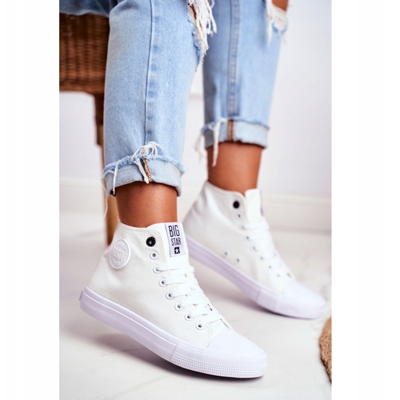 Adidași înalte pentru femei Big Star White FF274A171 alb 1