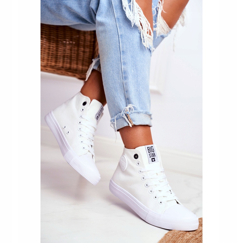 Adidași înalte pentru femei Big Star White FF274A171 alb 2