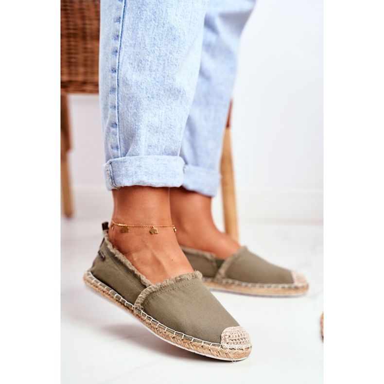 Espadrile pentru femei, talpă împletită, kaki, Big Star DD274760 verde 1