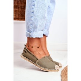 Espadrile pentru femei, talpă împletită, kaki, Big Star DD274760 verde 2