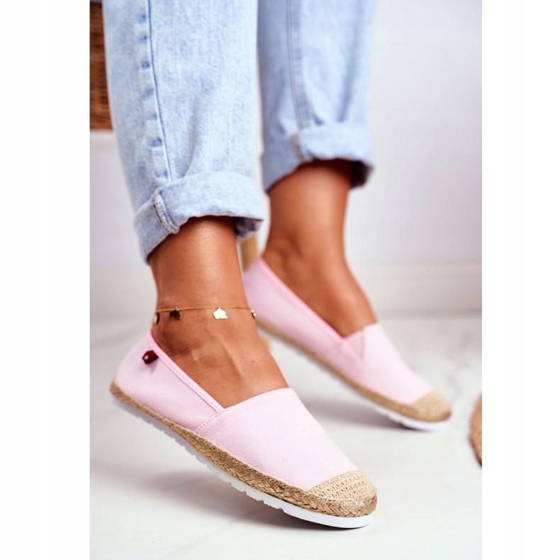 Espadrile pentru femei, talpă împletită roz Big Star DD274728 1