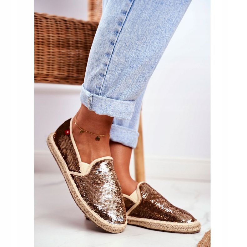Espadrile pentru femei Big Star Iridescent Paiete Aur DD274A161 de aur 1