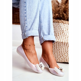 LU BOO Balerini din cauciuc White Meliski Bows Pearl Millie alb 2