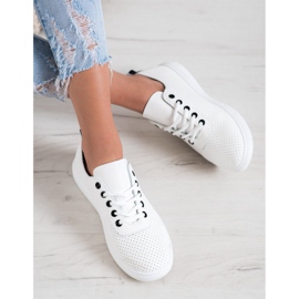 SHELOVET Adidași ajurati cu piele ecologică alb 1