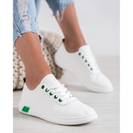 SHELOVET Adidași ajurati cu piele ecologică alb 2