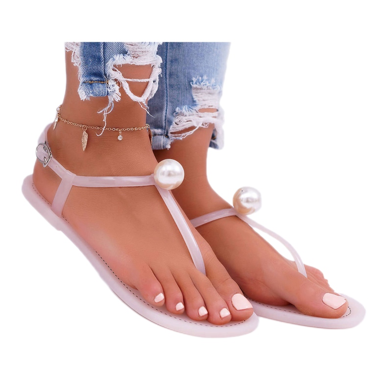 LU BOO Sandale de damă Flip-flops Meliski cu Contiro roz perlat 3
