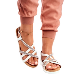 Sandale de damă Lu Boo Cu zirconiu cubic 406-6 Feen alb gri 3