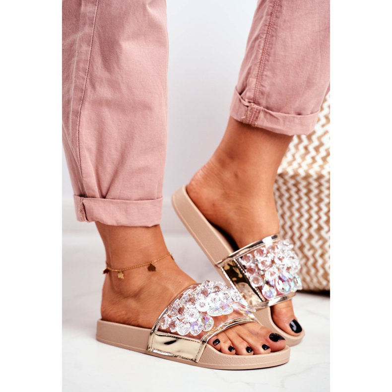 Papuci de damă Lu Boo Crystals Beige Bobbi bej 2 Papuci de damă Lu Boo Crystals Beige Bobbi bej 2