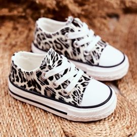 FRROCK Adidași pentru copii White Shiny Leopard Berni maro maro 1