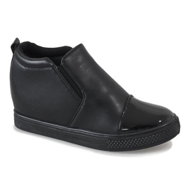 Adidași negri pe pană DD409-1 negru 1