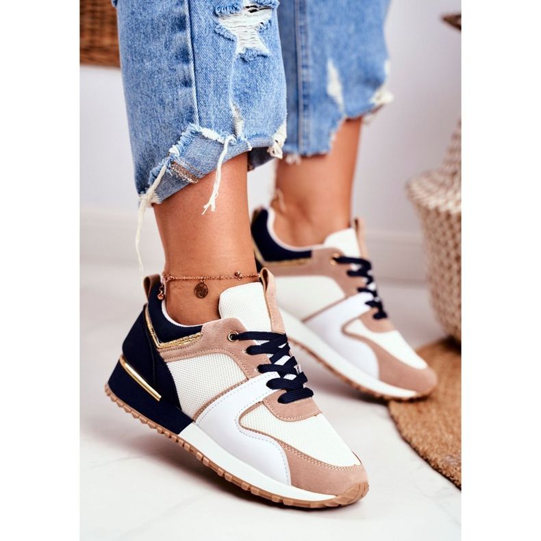 EVE Încălțăminte sport pentru femei Beige Golden Clementine Elements alb maro de aur 1