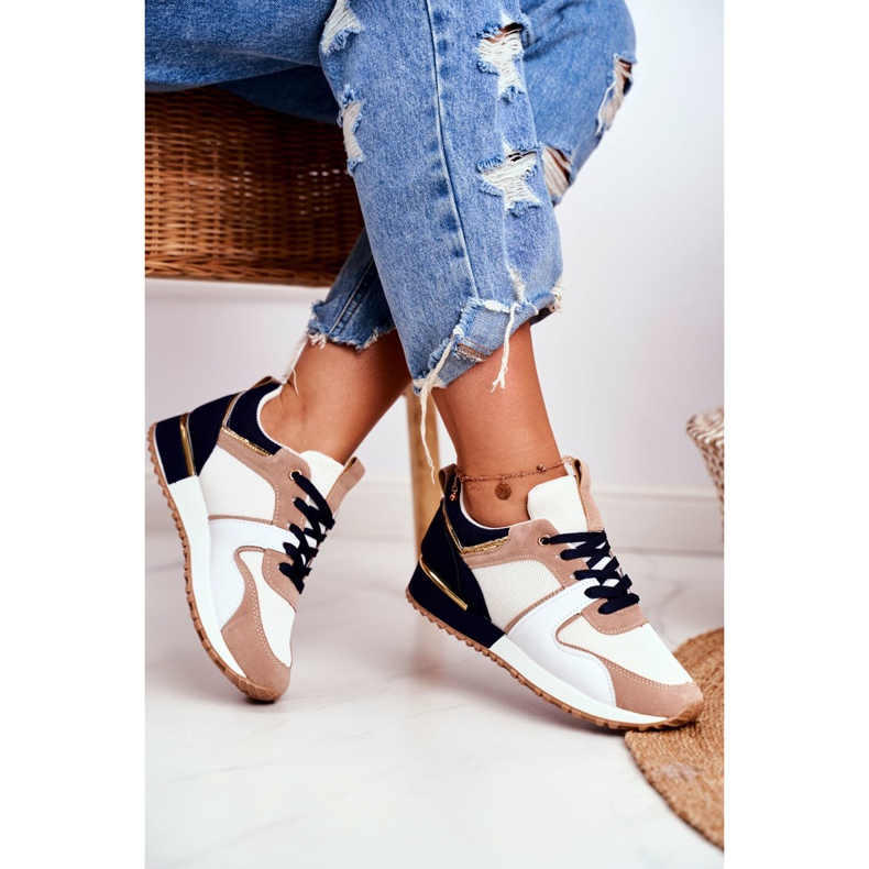 EVE Încălțăminte sport pentru femei Beige Golden Clementine Elements alb maro de aur 2