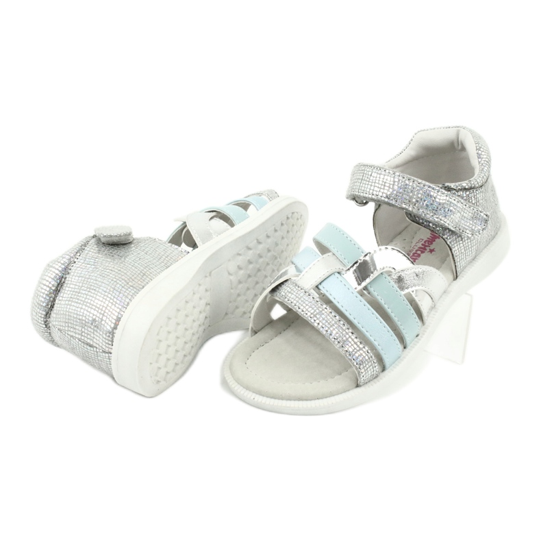 American Club Sandale pentru fete cu insert de piele GC26 argint 3
