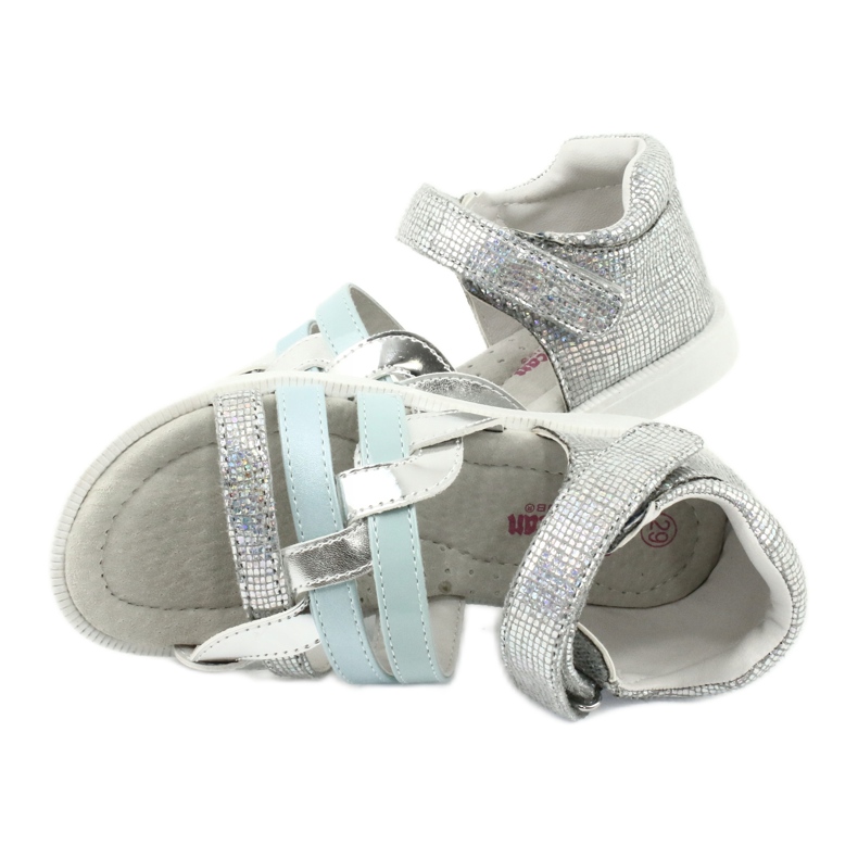 American Club Sandale pentru fete cu insert de piele GC26 argint 4