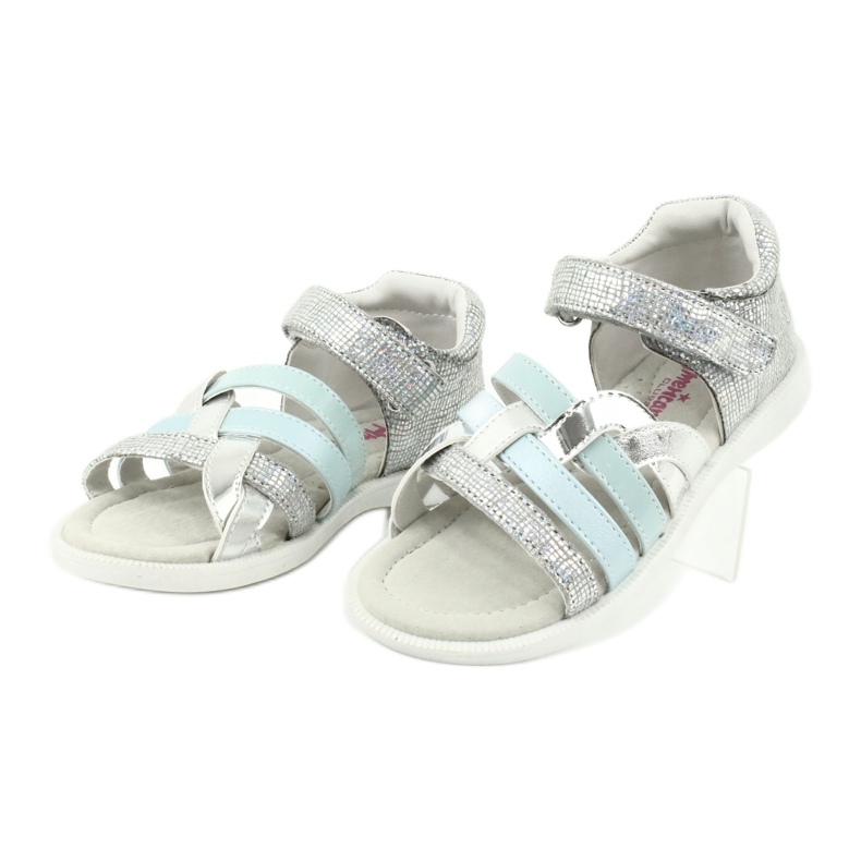 American Club Sandale pentru fete cu insert de piele GC26 argint 2