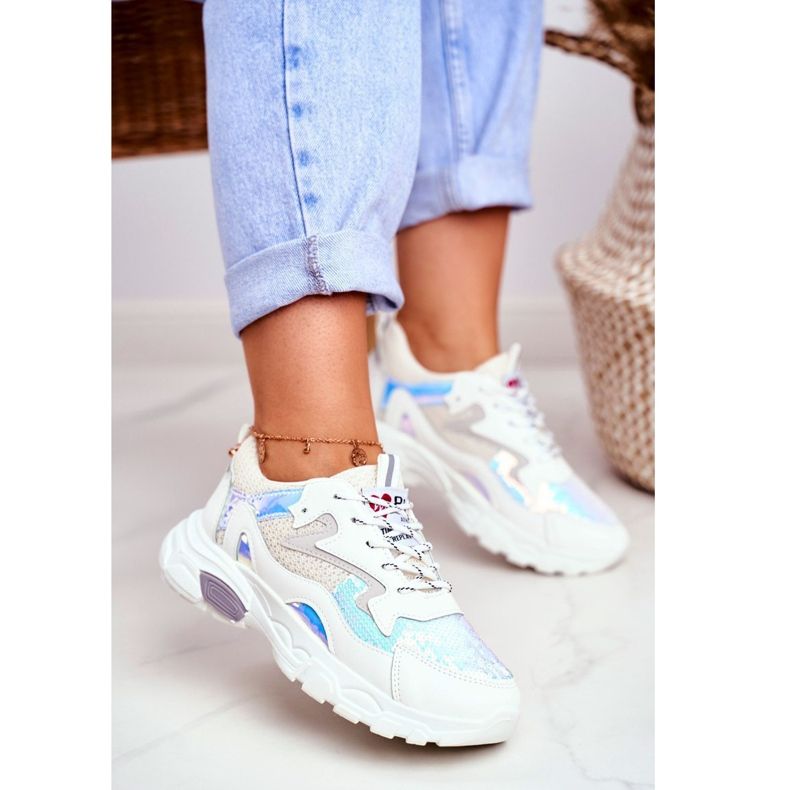 Încălțăminte sport de damă Lu Boo White Dazzle Me alb multicolor 1