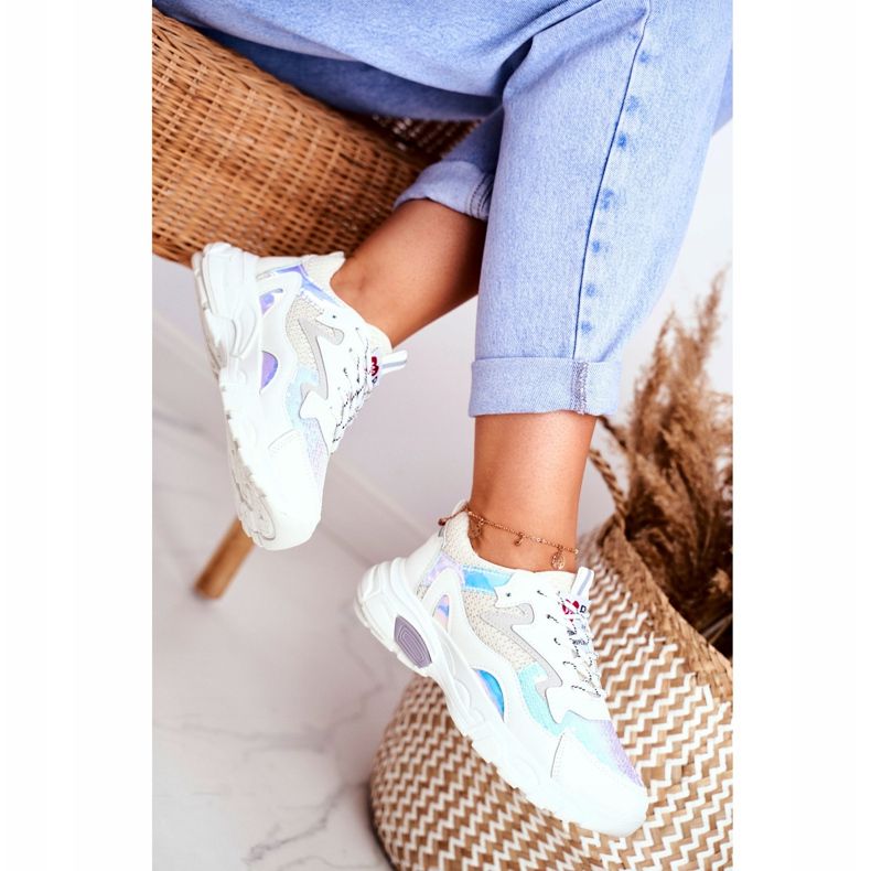 Încălțăminte sport de damă Lu Boo White Dazzle Me alb multicolor 2