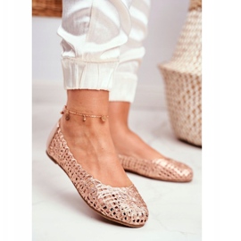 Balerini de damă Lu Boo pentru femei, trăsături din aur roz ajurat 1