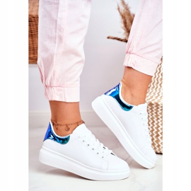 Încălțăminte sport de damă Lu Boo Alb metalizat Matilda albastru marin 2