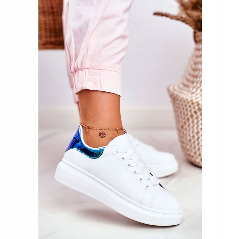 Încălțăminte sport de damă Lu Boo Alb metalizat Matilda albastru marin 1