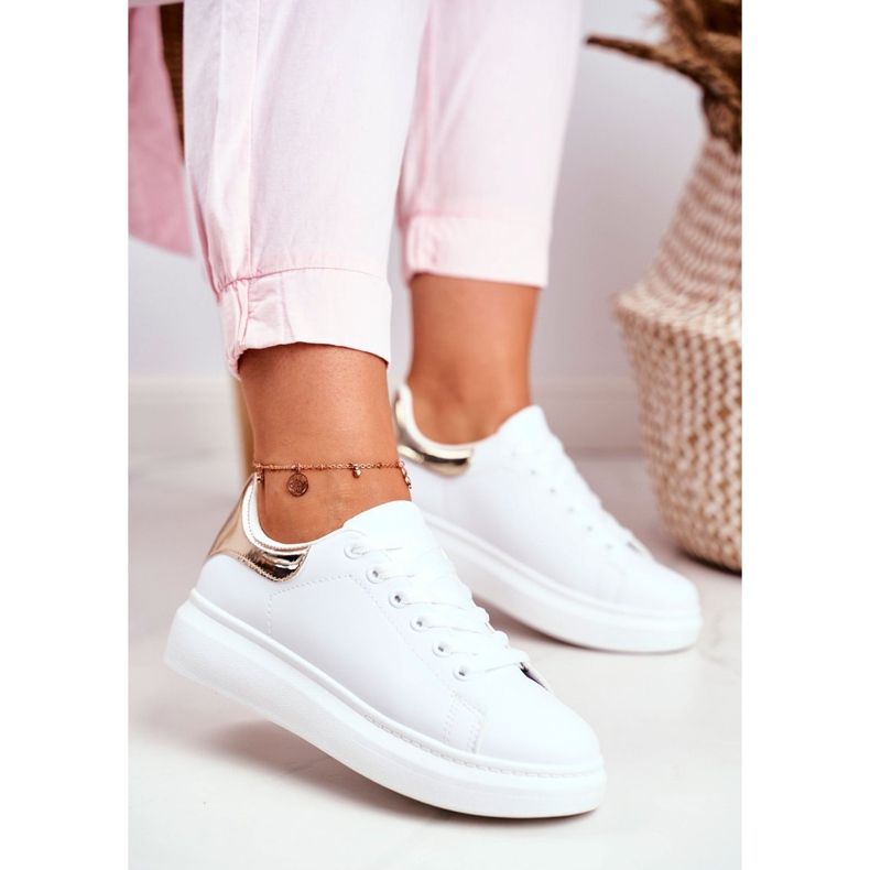 Încălțăminte sport de damă Lu Boo White Metallic Gold Matilda alb galben 1