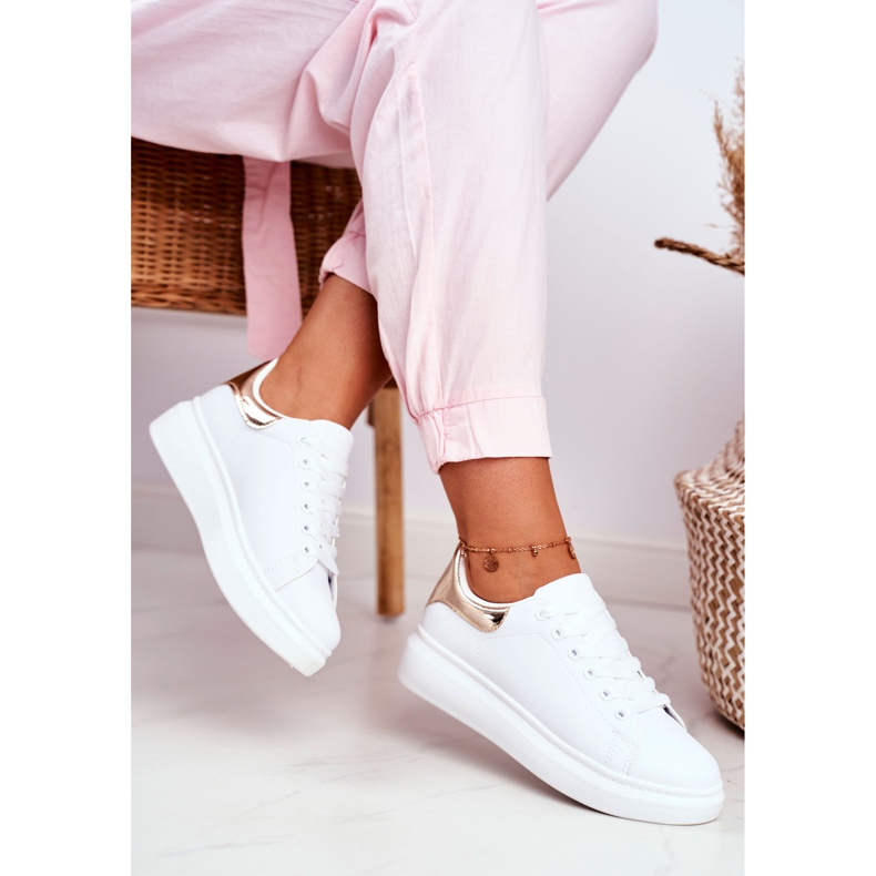 Încălțăminte sport de damă Lu Boo White Metallic Gold Matilda alb galben 2