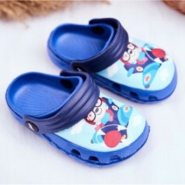 Papuci pentru copii Foam Crocs Blue Teddy Bear Pilot SuperFly albastru 1