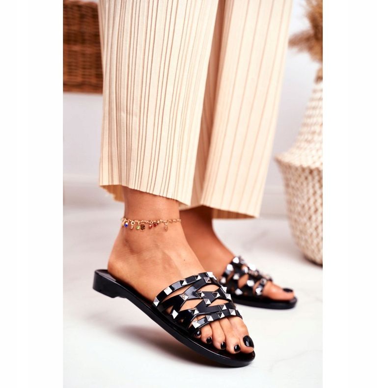 LU BOO Papuci negri din cauciuc pentru femei negru 1