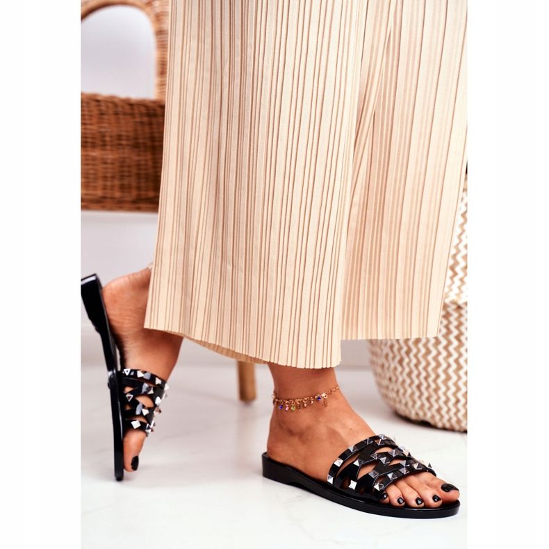 LU BOO Papuci negri din cauciuc pentru femei negru 2