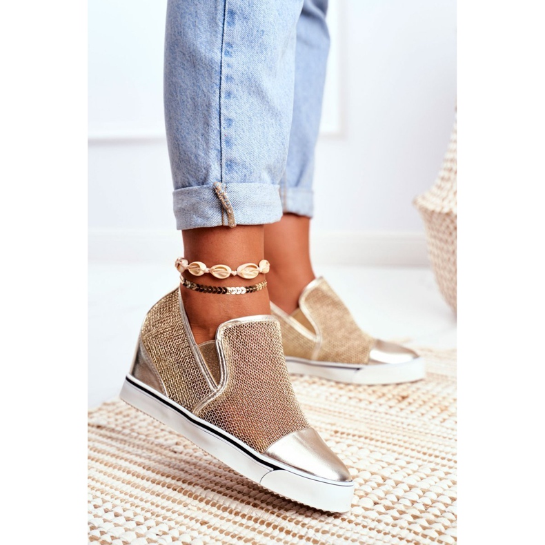 Adidași Lu Boo pentru femei, cu ochiuri aurii Morgono de aur 1