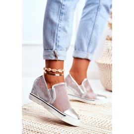 Adidași Lu Boo pentru femei, cu plasă argintie Morgono gri 1