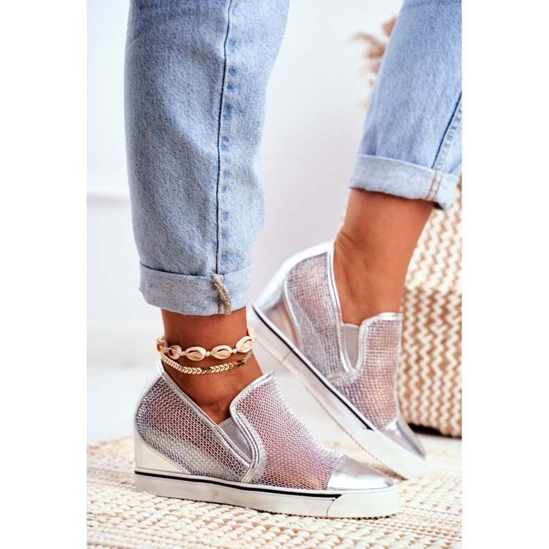 Adidași Lu Boo pentru femei, cu plasă argintie Morgono gri 2