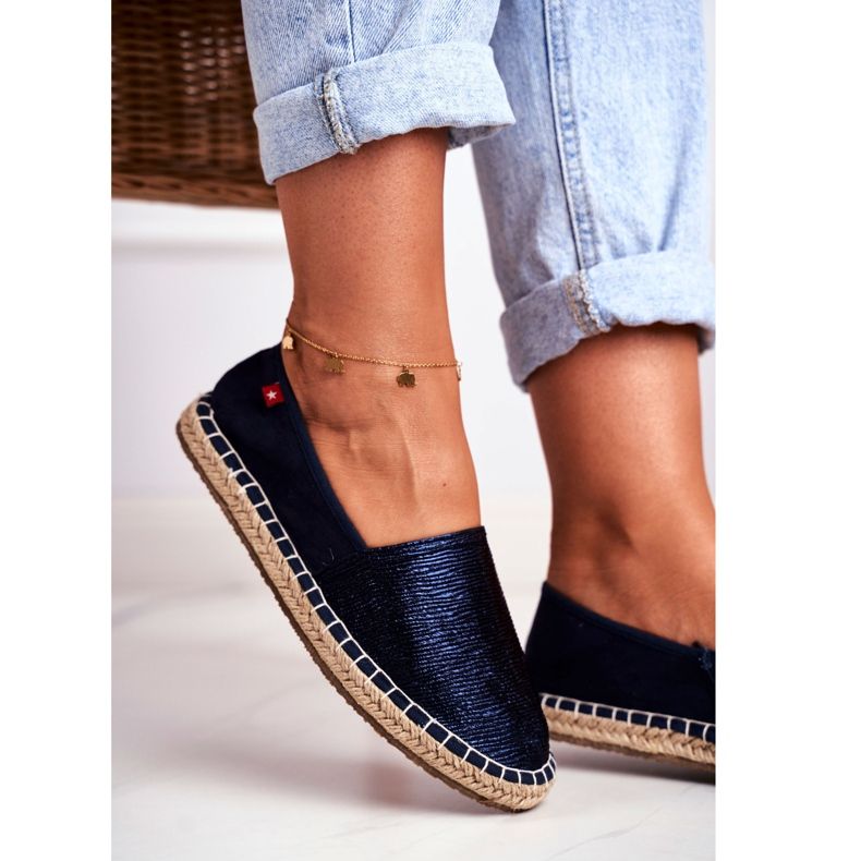 Espadrile pentru femei Tălpă împletită Blue Navy Big Star DD274A147 albastru marin 2