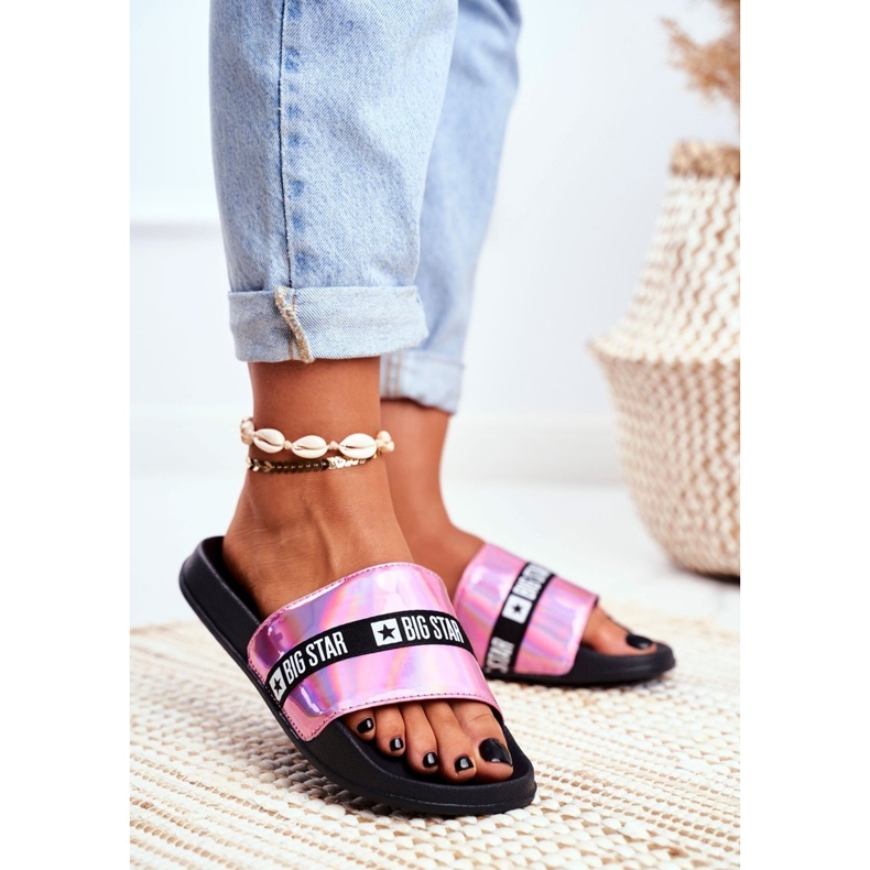 Papuci de damă Big Star Pink Holo GG274008 roz 1