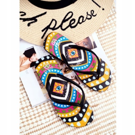 Lu Boo | Flip-flops-uri negre Aztec Havanna Pin-up multicolor 3