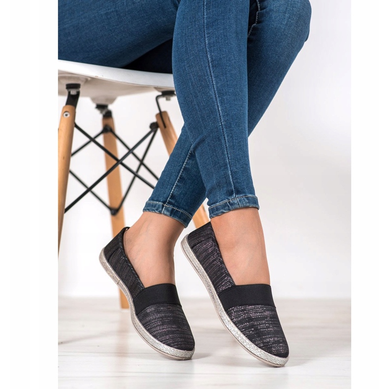 SHELOVET Adidași eleganți cu alunecare negru 2