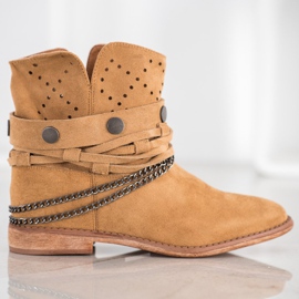 Bella Paris Cizme cu dungi decorative maro 2