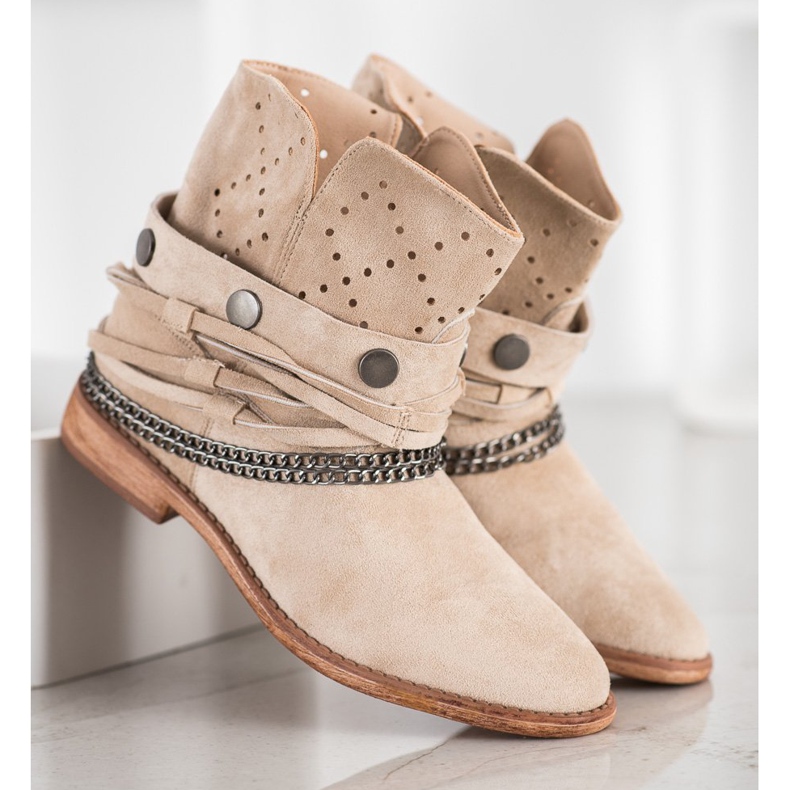 Bella Paris Cizme cu dungi decorative bej 2