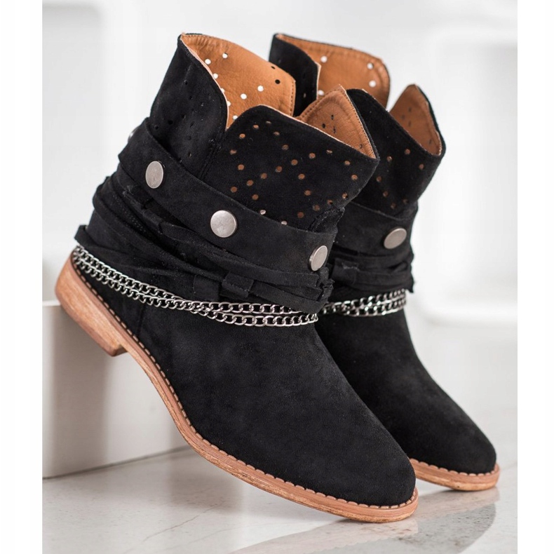 Bella Paris Cizme cu dungi decorative negru 2